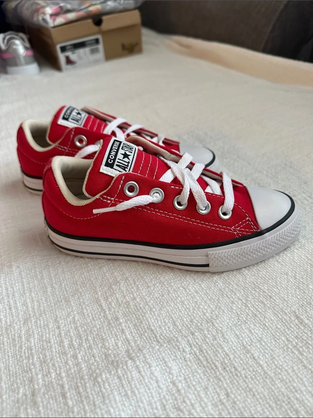 Converse Kids Red Low Top Canvas Sneakers with White Trim NEW without box